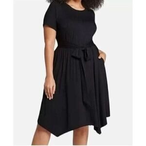 Lane Bryant stretch jersey knit belted dress with pockets 14/16